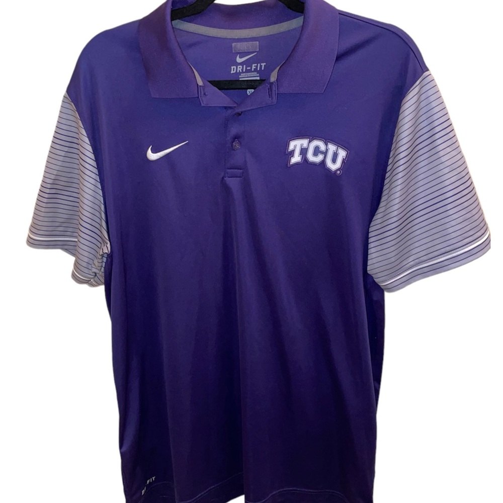 Nike Dri Fit TCU Texas Christian University Horned Frogs Polo Golf Shirt Size XL